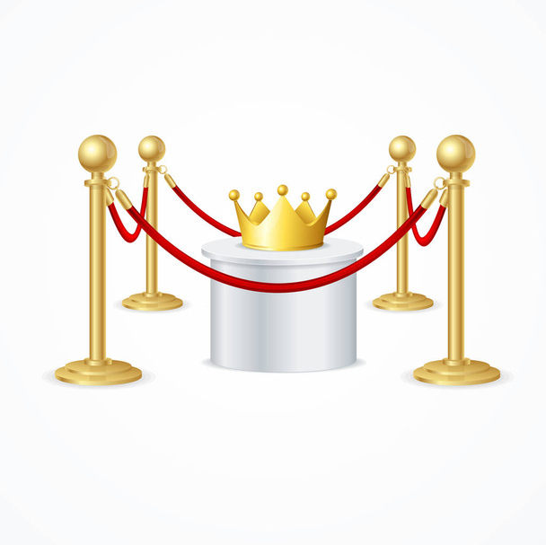 Gold Crown and Red Rope Barrier. Vector - Wektor, obraz