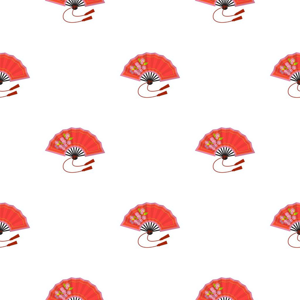 Folding fan icon in cartoon style isolated on white background. Japan pattern stock vector illustration. - Вектор,изображение
