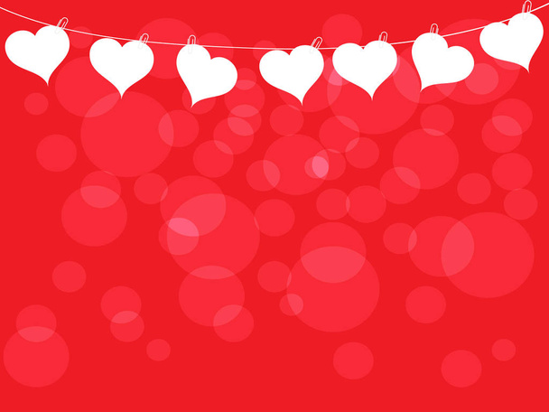 romantische rote Valentinstagskarte aus Herzen und einer Seite - Vektor, Bild