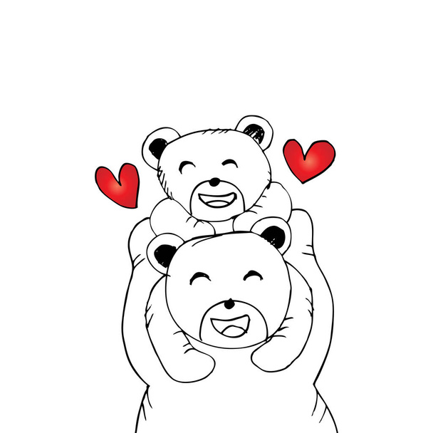 Moeder beer en baby Beer. Hand tekenen illustratie - Foto, afbeelding