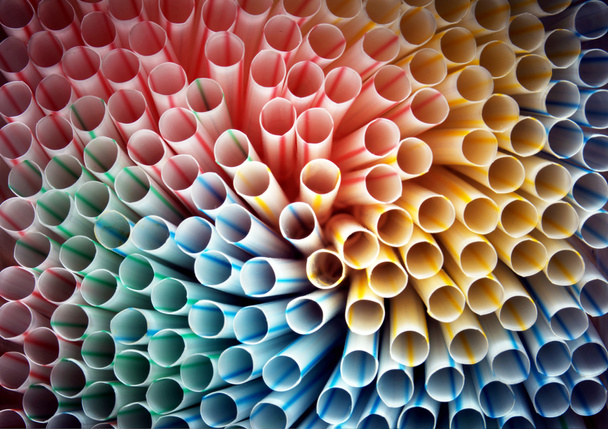 Drinking Straws Closeup, Colorful Plastic Straw Macro Image stock
