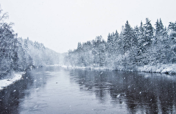 A beautiful winter landscape in nordic Europe - Zdjęcie, obraz