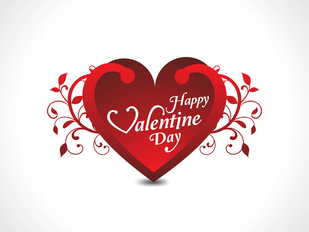 happy Valentines day text & Heart Shape Design Template Wtih flo - Vector, Imagen