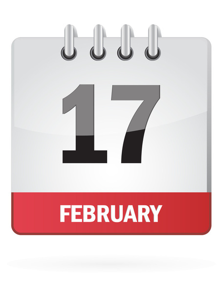 Seventeenth In February Calendar Icon On White Background - Vector, Image
