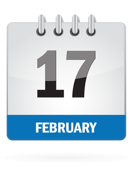 Seventeenth In February Calendar Icon On White Background - Vector, Image