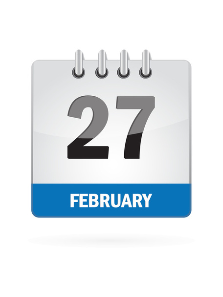 27 Şubat Takvim Simgesi Beyaz Arkaplanda - Vektör, Görsel