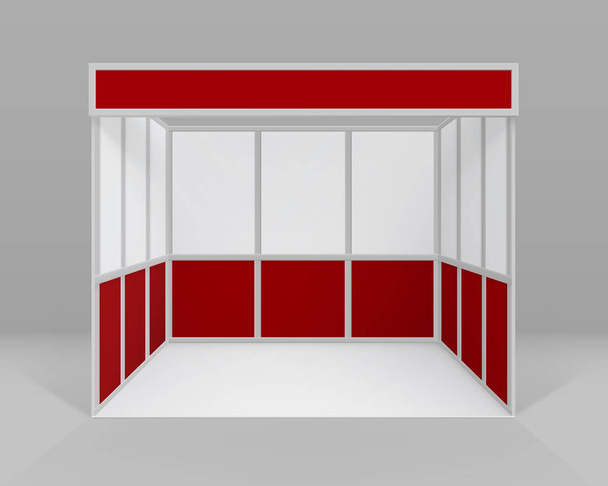 ベクトルの背景とプレゼンテーションの分離のための白赤空屋内貿易展示ブース標準スタンド - ベクター画像