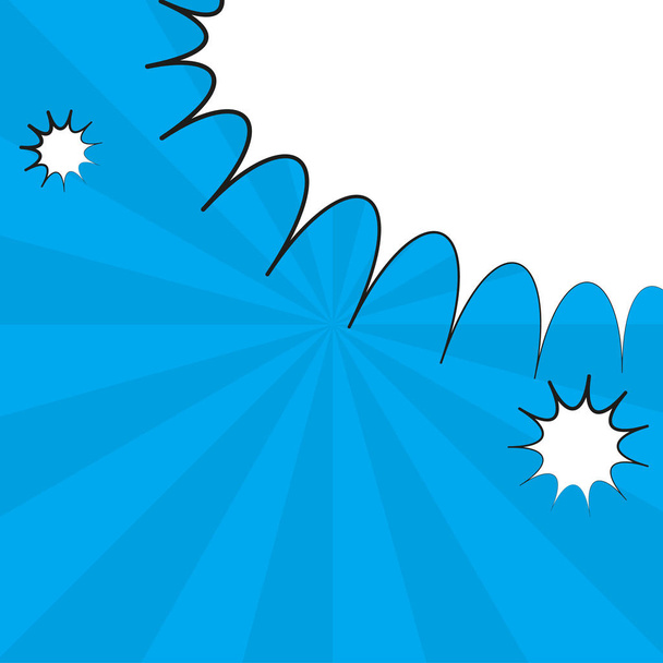 Комик поп-арт синий фон с полутонами теней и облаками лучей. Векторный макет типичной страницы комикса. 10 соблазнительных ретро-дизайнов
 - Вектор,изображение