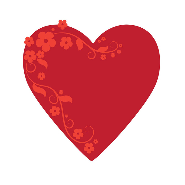 Valentines day card. Heart with floral border - Vector, Image