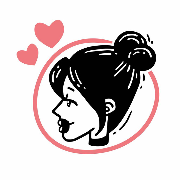 Profiel van een meisje in teken van de liefde - Vector, afbeelding