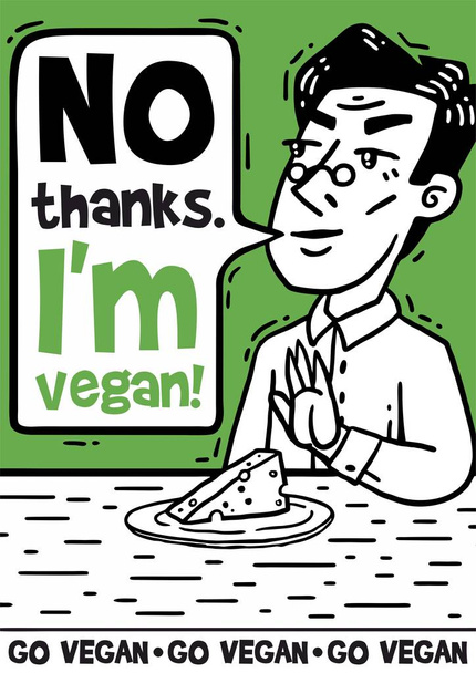 vegan says no cheese comics poster - Vector, Image