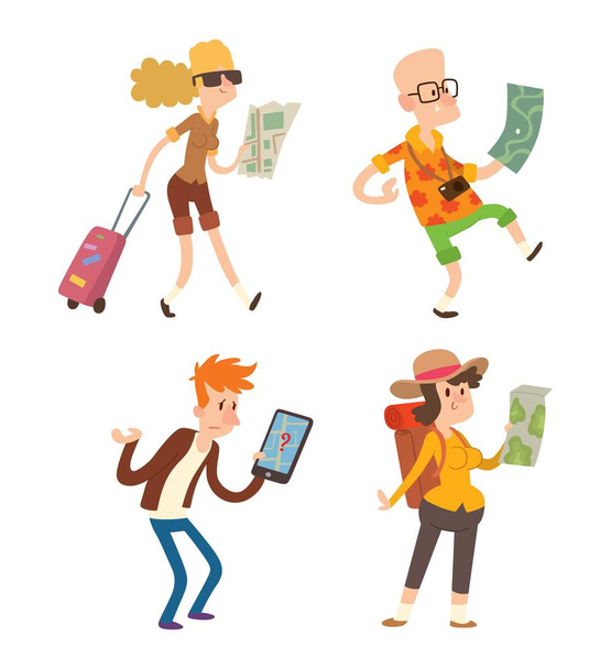 People with maps vector. - Vector, Image