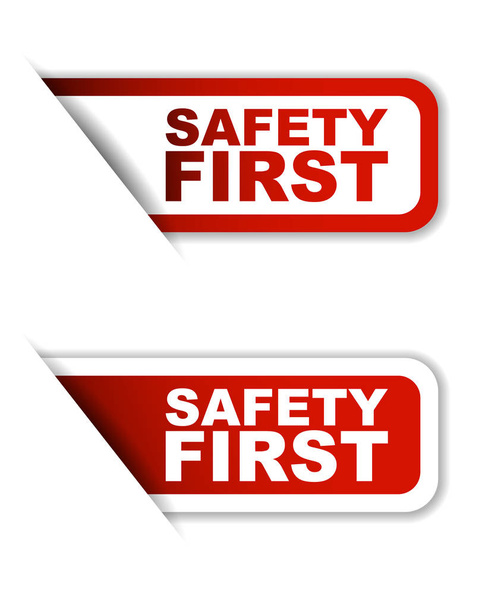 Roter Vektor Sicherheit zuerst, Aufkleber Sicherheit zuerst, Banner Sicherheit zuerst - Vektor, Bild