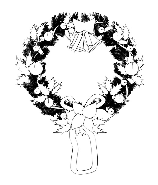 Різдвяний вінок зі стрічкою
 - Вектор, зображення