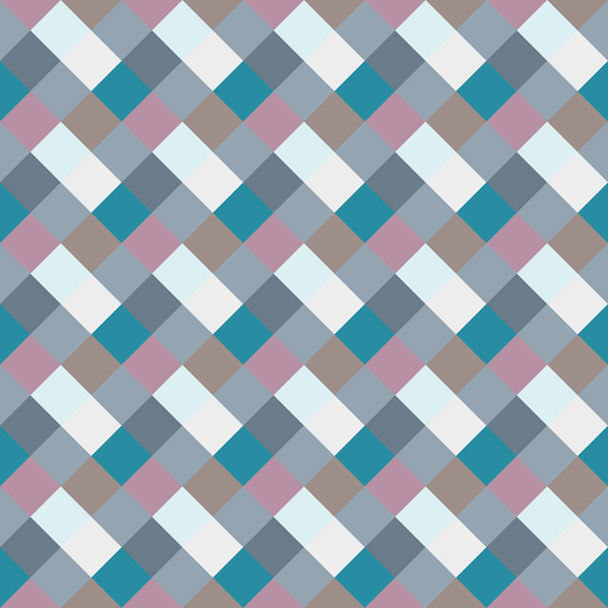 Seamless geometric checked pattern. Diagonal square, braiding, woven line background. Patchwork, rhombus, staggered texture. Blue, gray, lilac colors. Winter theme. Vector - Vector, Image