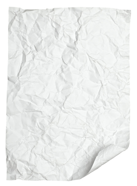 white crumpled paper with curled edge - Photo, Image