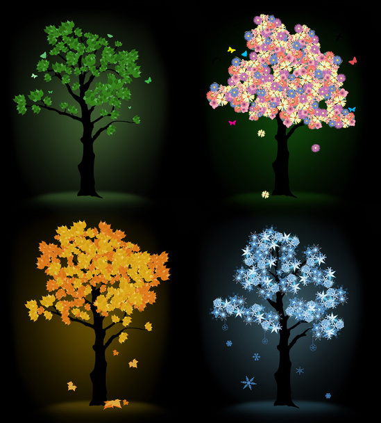 kunst boom voor uw ontwerp. vier seizoenen - Vector, afbeelding