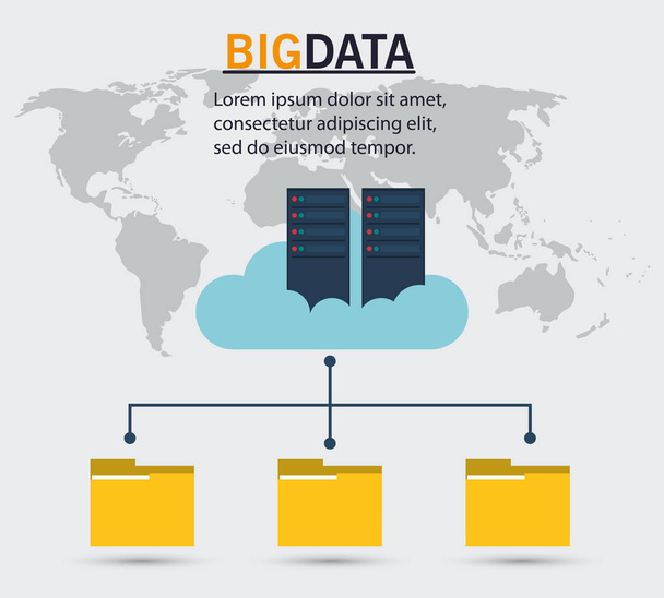plik folder cloud serwera danych big data - Wektor, obraz