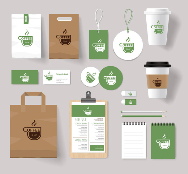 corporate branding identity mock up template for coffee shop and restaurant  - Vetor, Imagem