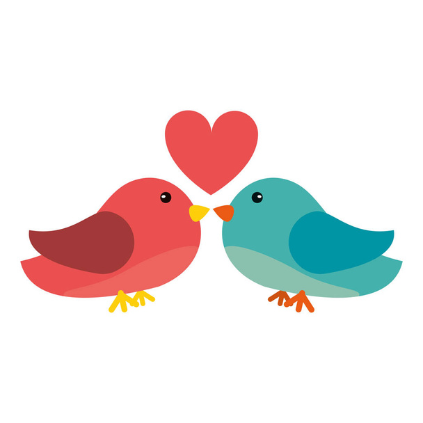 couple bird heart loveling - Vector, Image