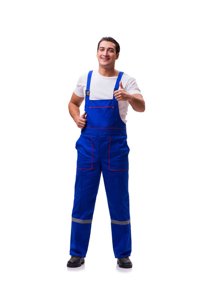 Handsome repairman wearing coveralls isolated on white - Foto, immagini