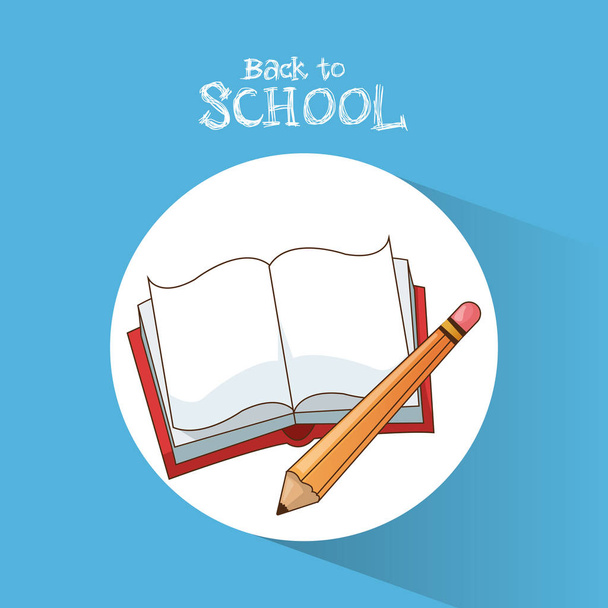 back to school book pencil learning write poster - Vecteur, image