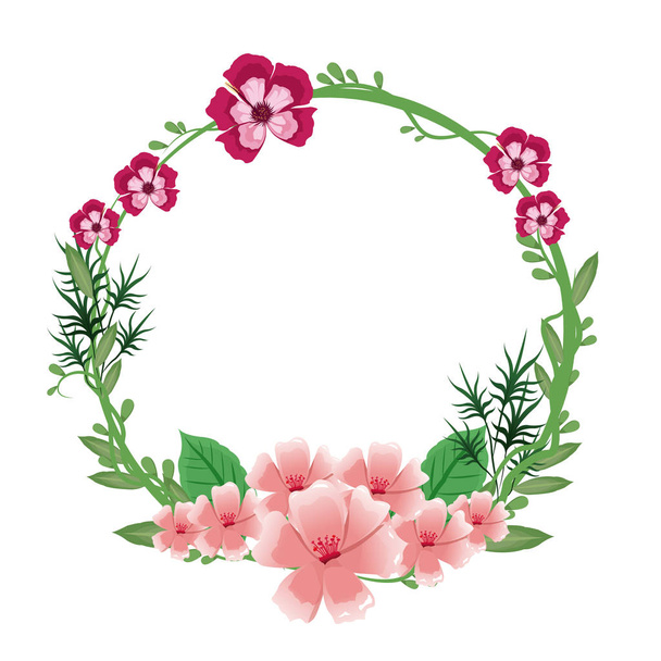 flor marco redondo corona floral adornado
 - Vector, imagen