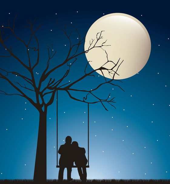couple in the night - Vector, Image
