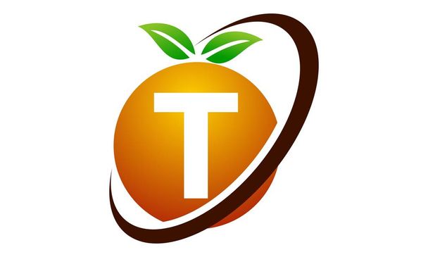 Pomarańczowy owoc litera T - Wektor, obraz