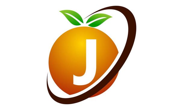 Oranje Fruit Letter J - Vector, afbeelding