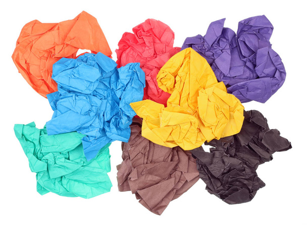 Смятые листы бумаги разных цветов
 - Фото, изображение