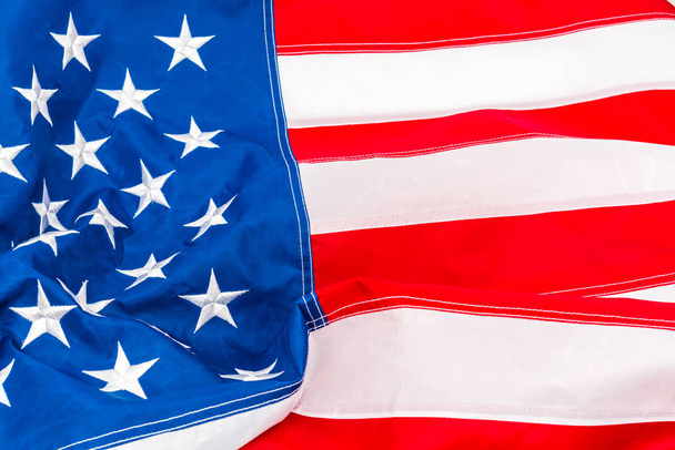 Closeup of American flag . - 写真・画像
