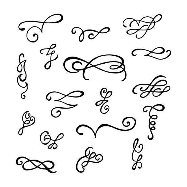 Set of hand drawn calligraphic design elements. - Vector, Image