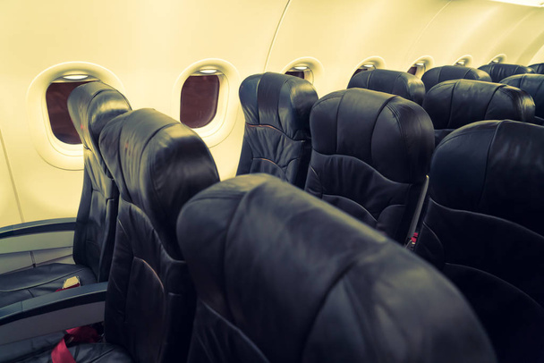 Samolot siedzenia w kabinie (filtrowane obrazu przetwarzane vintage e - Zdjęcie, obraz