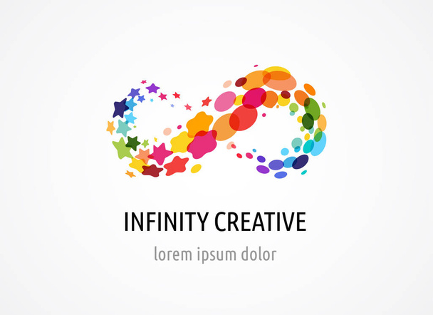 Icono colorido abstracto creativo, digital del infinito, símbolo sin fin, elementos, logotipo
 - Vector, Imagen