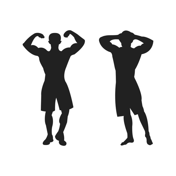  Body builder athletic sport icon vector set - Vector, Image