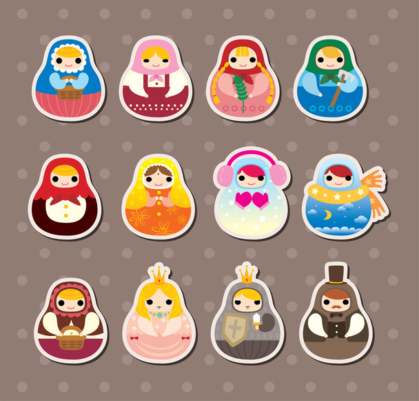 Russian dolls stickers - Vector, Image