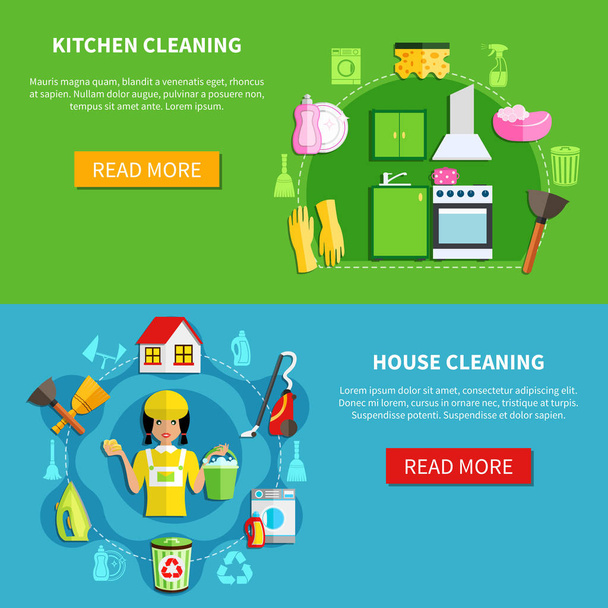 Vyčistit dům bannery - Vektor, obrázek