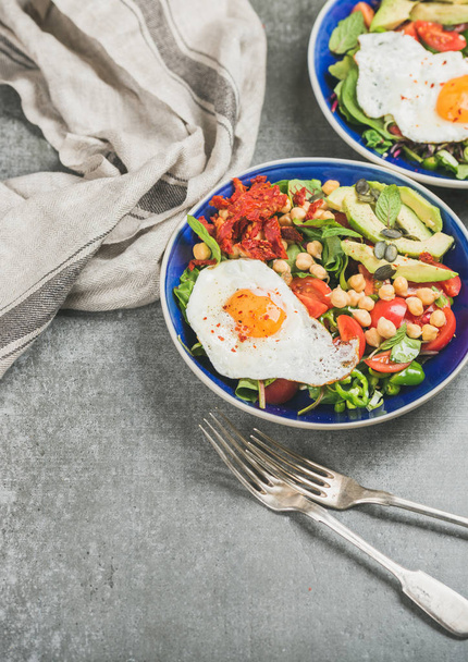 Healthy breakfast with fried eggs - Фото, изображение