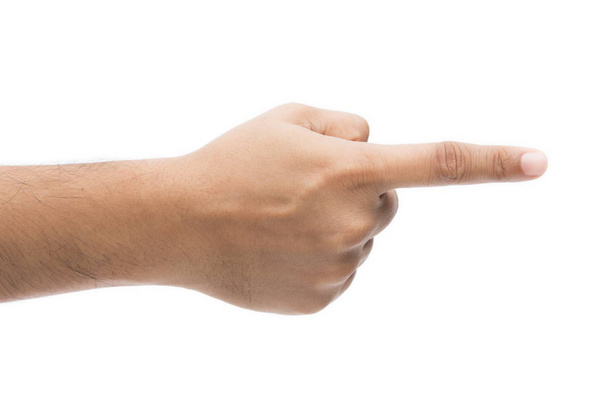 doigt de la main pointant isolé sur fond blanc
 - Photo, image