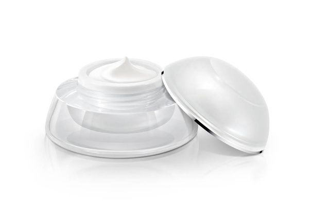Μονό λευκό στρογγυλεμένες καλλυντικά βάζο σε λευκό φόντο - Φωτογραφία, εικόνα