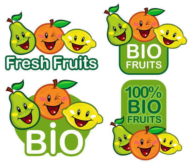Био-фрукты / эмблема свежих фруктов
 - Вектор,изображение