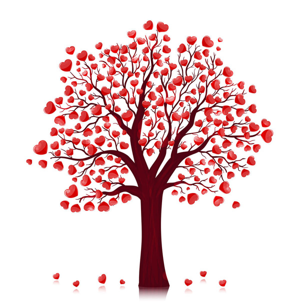 Corazón rojo árbol vector fondo
 - Vector, Imagen