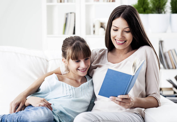 Mother and Daughter Reading Together - Photo, Image