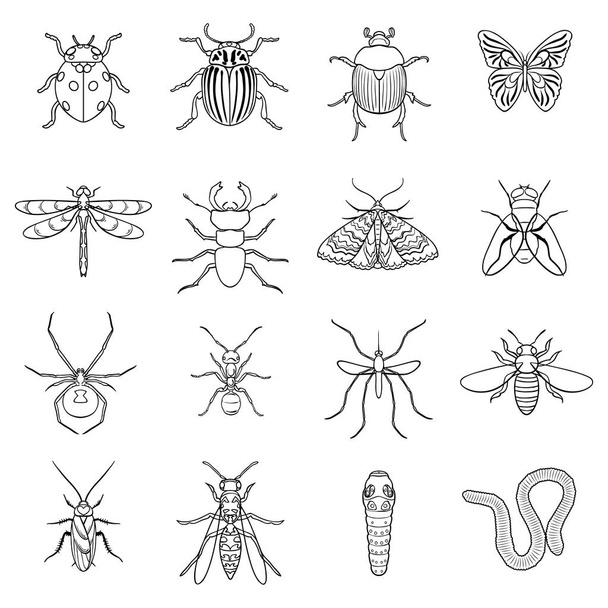 Insects set icons in outline style. Big collection of insects vector symbol stock illustration - Vektor, obrázek