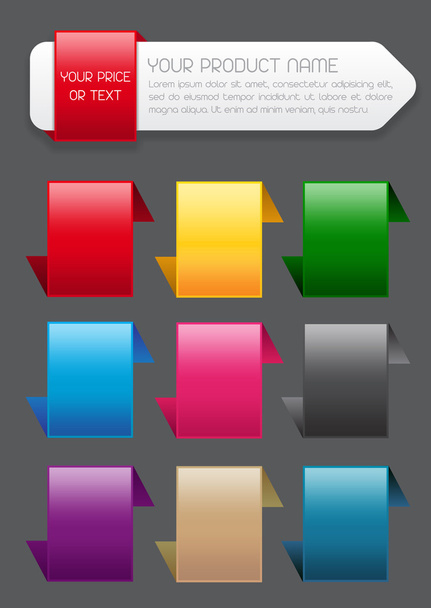 Πανό "πώληση" / ετικέτα και εικόνες σε χρώματα - Διάνυσμα, εικόνα