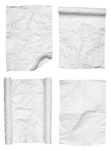 white crumpled paper with curled edge - Foto, imagen