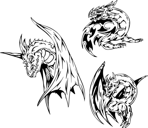 Dragon tatoeages - Vector, afbeelding