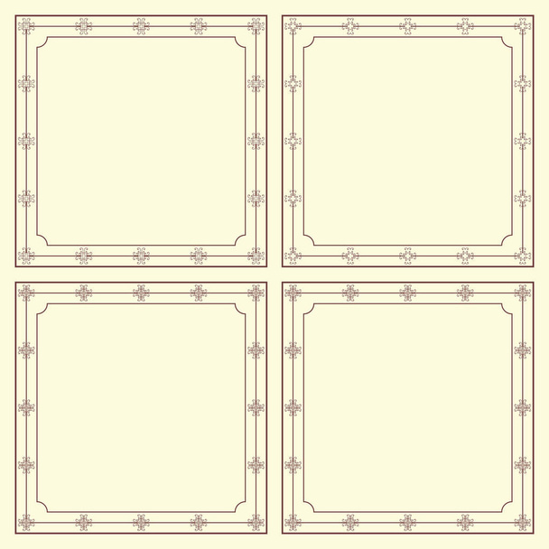 Set of four vintage square frames. - Vector, Image
