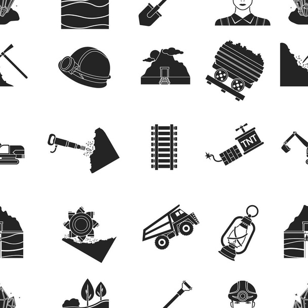 Mine pattern icons in black style. Big collection of mine vector symbol stock illustration - Vector, Image